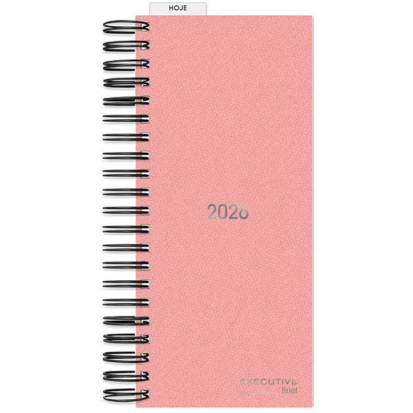 Agenda Comercial 2026, Brief Executive, Rosa, 119mm x 275mm, 194 folhas, 2633453, Spiral Brf Ex - PT 1 UN