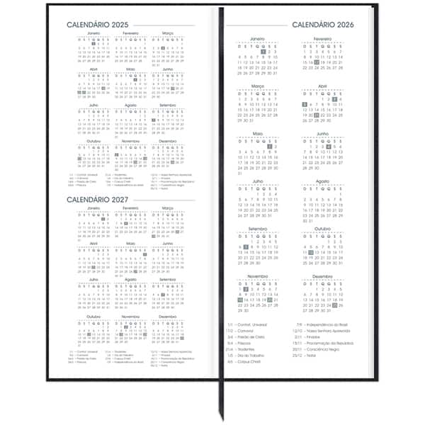 Agenda comercial 2026, Capa costurada, 110 x 250mm, Preta, 194 Folhas, 2633460, Spiral Brief Executive - PT 1 UN
