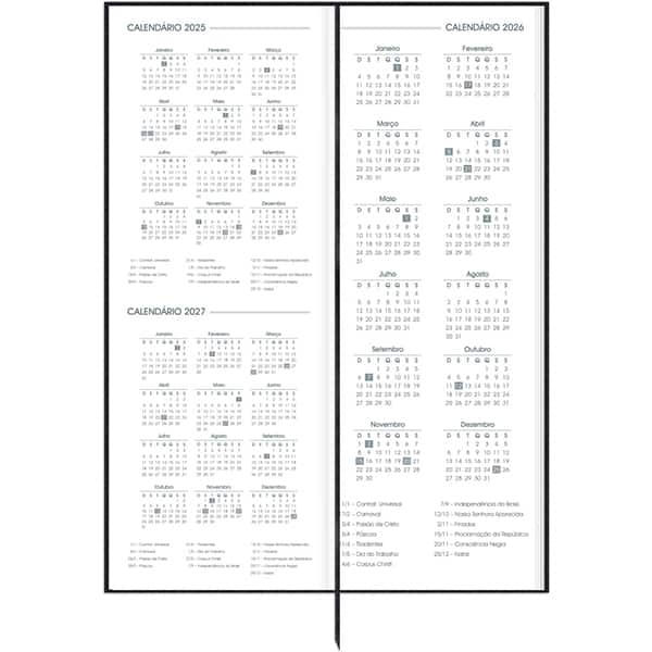 Agenda Comercial 2026, Brief Executive, Preta, 130mm x 350mm, 194 folhas, 2633477, Spiral Brf Ex - PT 1 UN