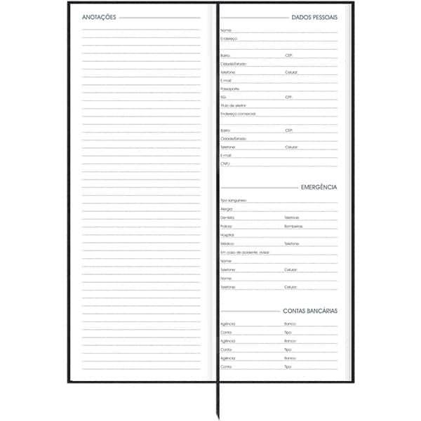 Agenda Comercial 2026, Brief Executive, Preta, 130mm x 350mm, 194 folhas, 2633477, Spiral Brf Ex - PT 1 UN