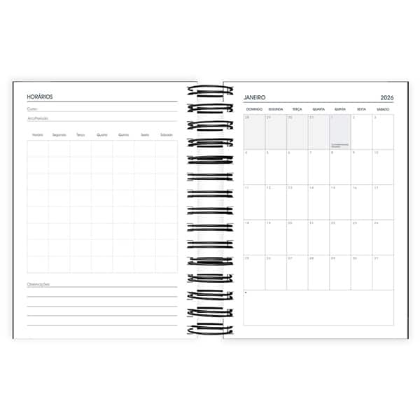 Agenda diária Brief preto 2026 2633569 Spiral Brf PT 1 UN
