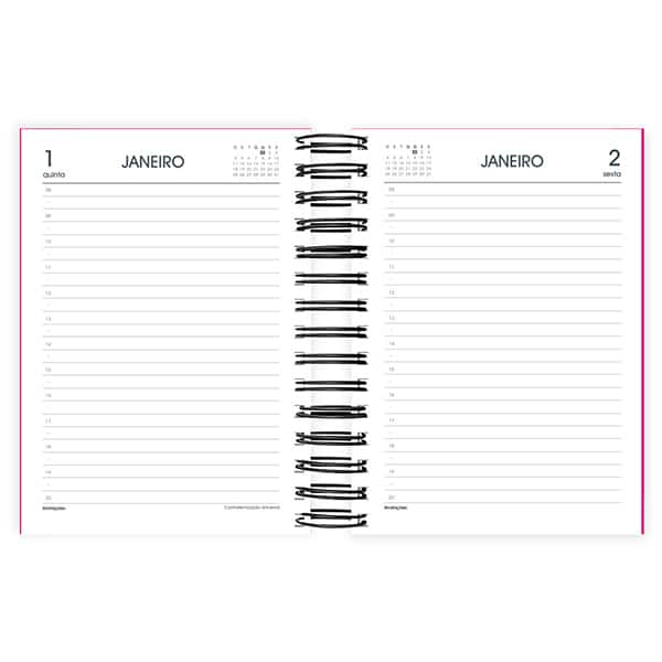 Agenda diária 2026, Brief Case, 176 folhas, Rosa, 2633576, Spiral Brf - PT 1 UN