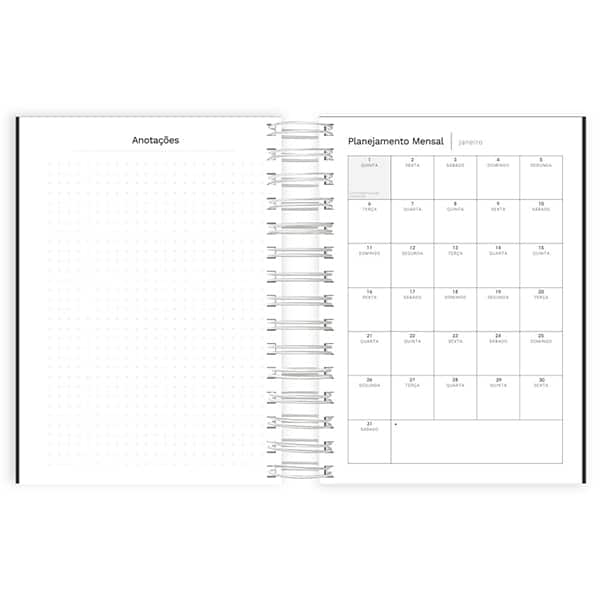 Agenda diária 2026, Soothing, Preto, 176 folhas, 2633644, Spiral Soot - PT 1 UN