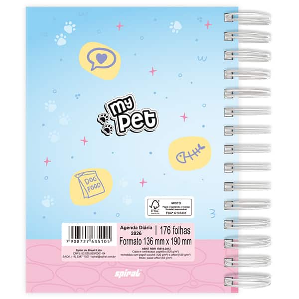 Agenda diária My pet 2026 2635105 Spiral Pet PT 1 UN
