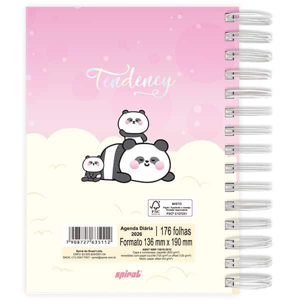 Agenda diária Panda 2026 2635112 Spiral Ten PT 1 UN