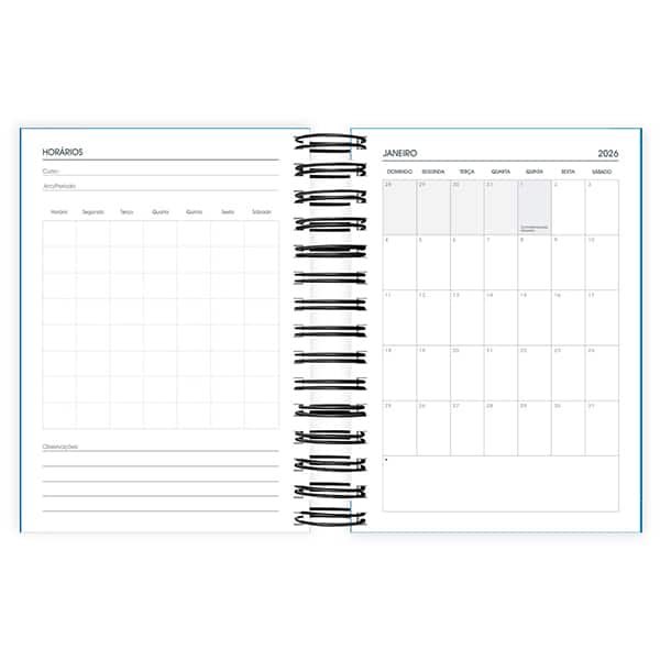 Agenda diária 2026, Brief Case, 176 folhas, Azul, 2633545, Spiral Brf - PT 1 UN