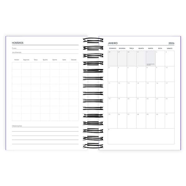 Agenda diária 2026, Brief Case, 176 folhas, Lilás, 2633552, Spiral Brf - PT 1 UN