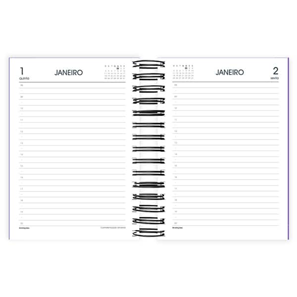 Agenda diária 2026, Brief Case, 176 folhas, Lilás, 2633552, Spiral Brf - PT 1 UN