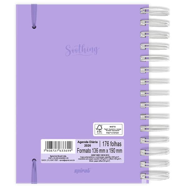 Agenda diária 2026, Soothing, lilás, 176 folhas, 2633699, Spiral Soot - PT 1 UN