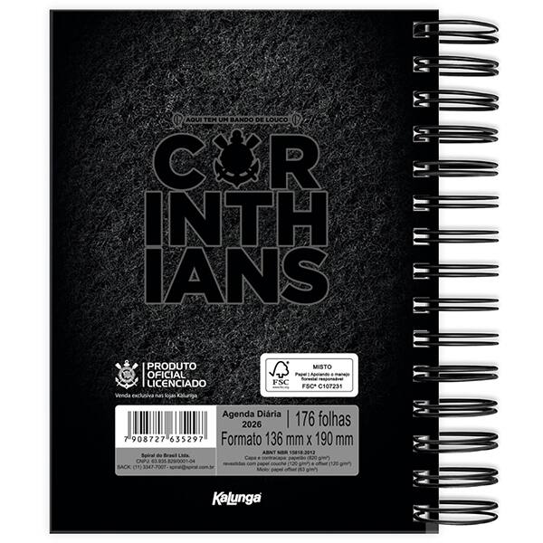 Agenda diária Corinthians 2026 2635297 Spiral Sccp PT 1 UN