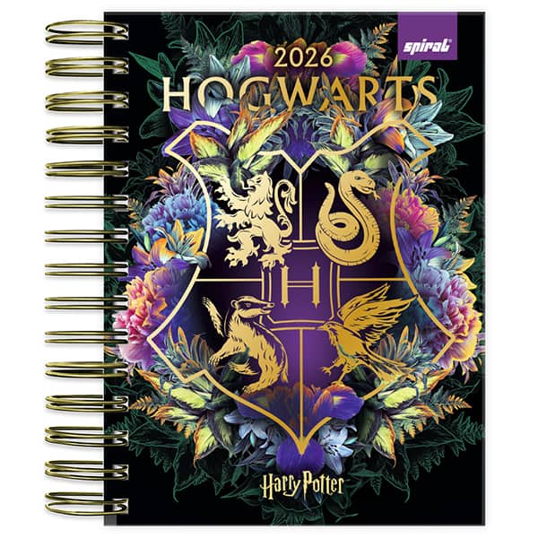 Agenda diária 2026, Harry Potter Hogwarts, 176 folhas, 2635358, Spiral Hpt - PT 1 UN