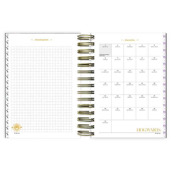 Agenda diária 2026, Harry Potter Hogwarts, 176 folhas, 2635358, Spiral Hpt - PT 1 UN