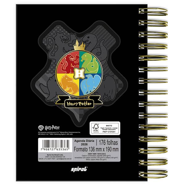 Agenda diária Harry Potter Charms 2026 2635365 Spiral Hpc PT 1 UN