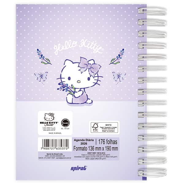 Agenda diária Hello Kitty 2026 2635372 Spiral Hki PT 1 UN