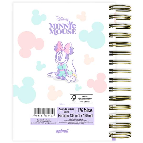 Agenda diária Minnie Style 2026 2635402 Spiral Mis PT 1 UN