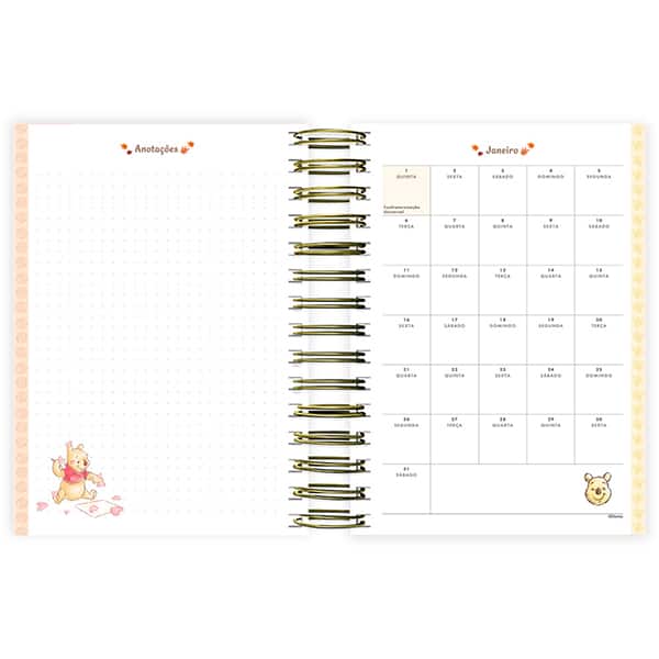 Agenda diária 2026, Ursinho Pooh, 176 folhas, 2635440, Spiral Pooh - PT 1 UN