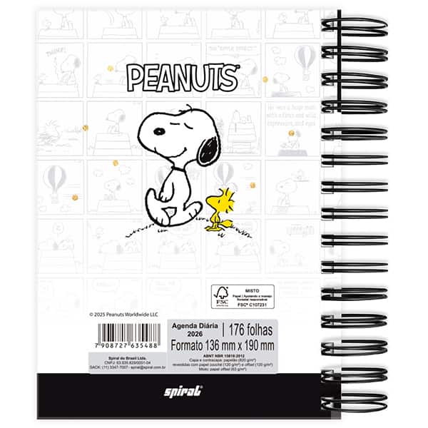 Agenda diária Snoopy 2026 2635488 Spiral Sno PT 1 UN