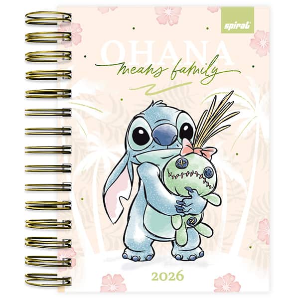 Agenda diária 2026, Stitch, 176 folhas, 2635495, Spiral Ds - PT 1 UN