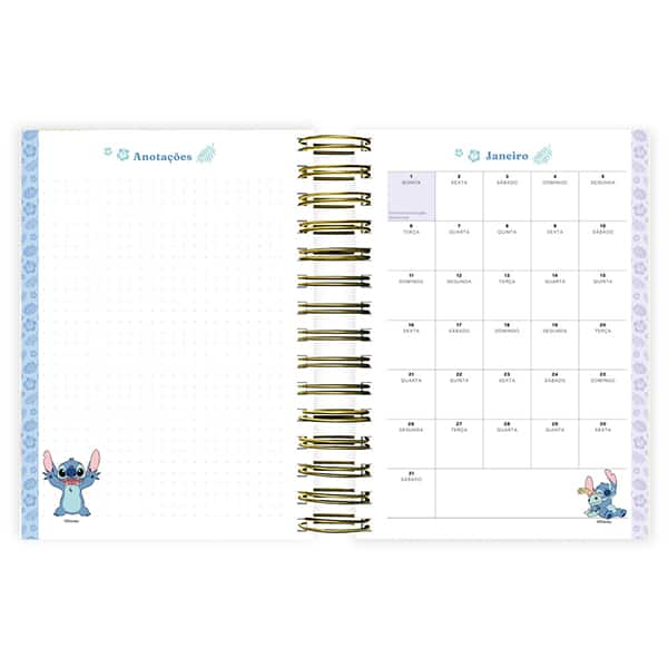 Agenda diária 2026, Stitch, 176 folhas, 2635495, Spiral Ds - PT 1 UN