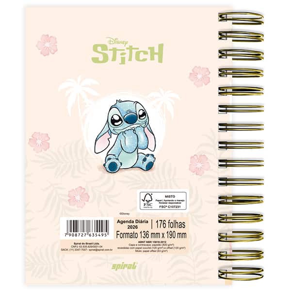 Agenda diária 2026, Stitch, 176 folhas, 2635495, Spiral Ds - PT 1 UN
