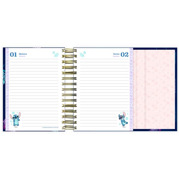 Agenda diária dobrável com imã 2026, Stitch, 176 folhas, 2635501, Spiral Ds - PT 1 UN