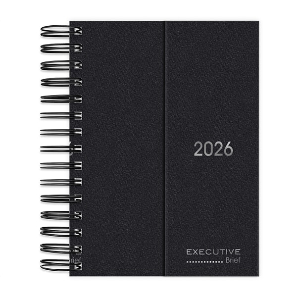 Agenda diária dobrável com imã 2026, Brief Executive, 176 folhas, Preta, 2633583, Spiral Brf Ex - PT 1 UN