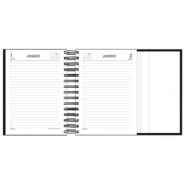 Agenda diária dobrável com imã 2026, Brief Executive, 176 folhas, Preta, 2633583, Spiral Brf Ex - PT 1 UN