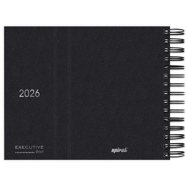 Agenda diária dobrável com imã 2026, Brief Executive, 176 folhas, Preta, 2633583, Spiral Brf Ex - PT 1 UN