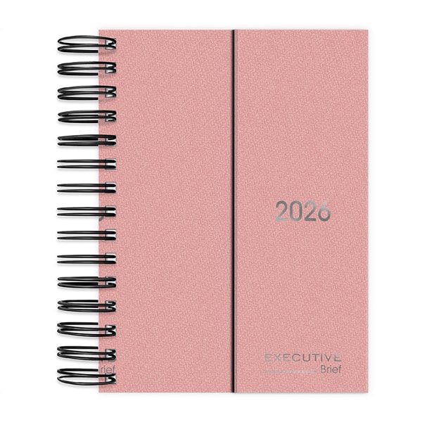 Agenda diária dobrável com imã 2026, Brief Executive, 176 folhas, Rosa, 2633590, Spiral Brf Ex - PT 1 UN
