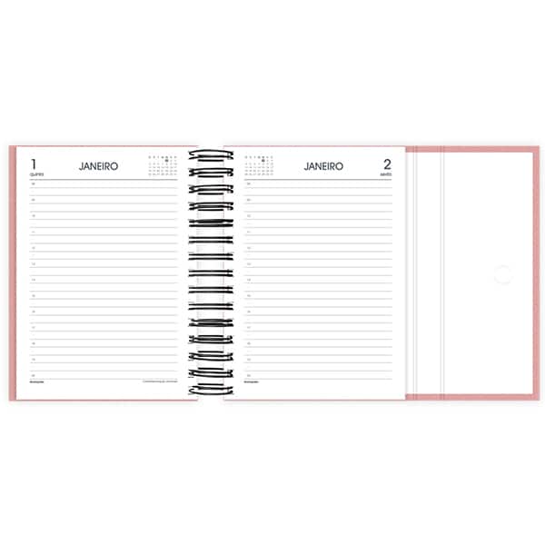 Agenda diária dobrável com imã 2026, Brief Executive, 176 folhas, Rosa, 2633590, Spiral Brf Ex - PT 1 UN