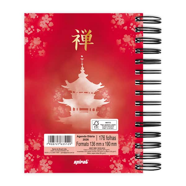 Agenda diária dobrável com imã 2026, Zen, 176 folhas, 2635129, Spiral Zen - PT 1 UN