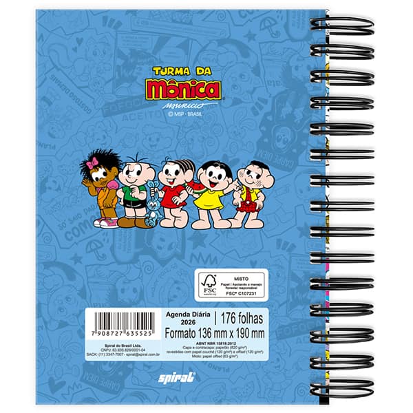 Agenda diária Turma da Mônica 2026 2635525 Spiral Tdm PT 1 UN