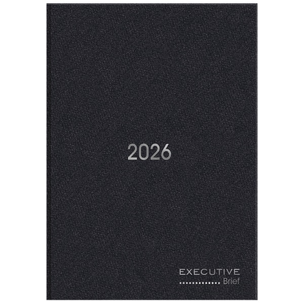Agenda diária costurada 2026, Brief Executive, 176 folhas, Preta, 2633736, Spiral Brf Ex - PT 1 UN
