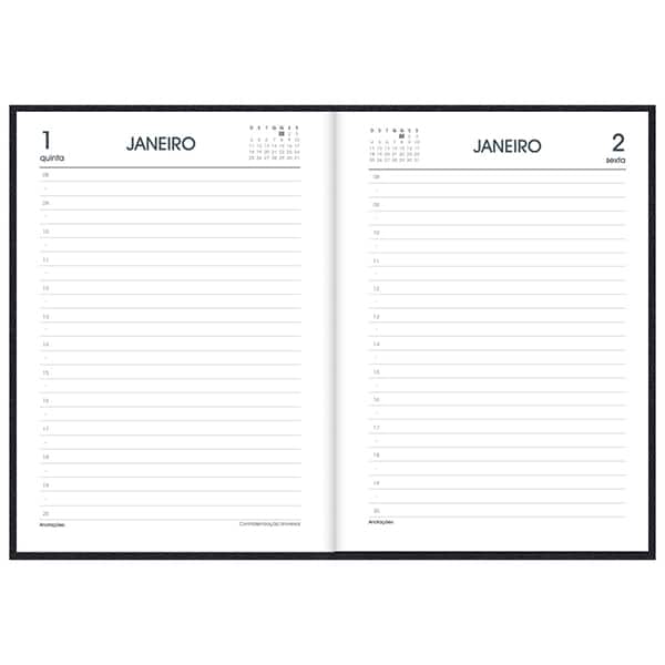 Agenda diária costurada 2026, Brief Executive, 176 folhas, Preta, 2633736, Spiral Brf Ex - PT 1 UN