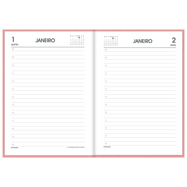 Agenda diária costurada 2026, Brief Executive, 176 folhas, Rosa, 2633743, Spiral Brf Ex - PT 1 UN