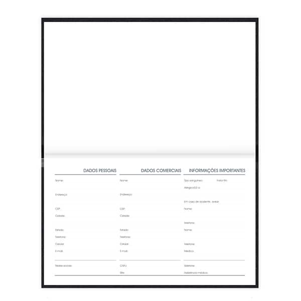 Agenda de bolso semanal costurada, 64 folhas, 2026, Preto, 2633484, Brief Executive - PT 1 UN