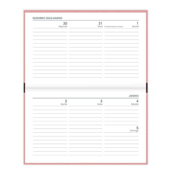 Agenda de bolso semanal costurada, 64 folhas, 2026, Rosa, 2633491, Brief Executive - PT 1 UN