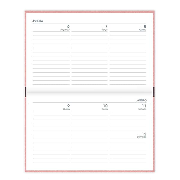 Agenda de bolso semanal costurada, 64 folhas, 2026, Rosa, 2633491, Brief Executive - PT 1 UN