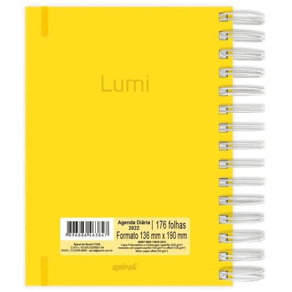 Agenda diária Lumi 2022, 176 folhas, Amarelo, 2263847, Spiral Lumi - PT 1 UN