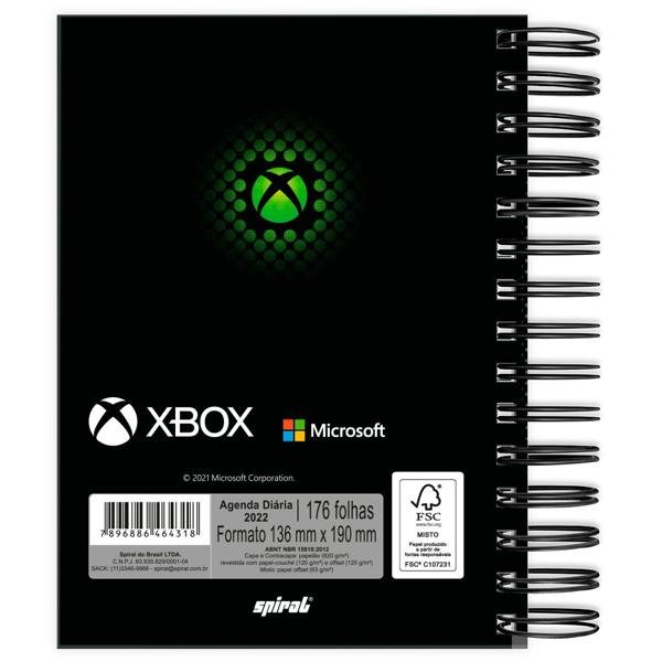 Agenda diária Xbox 2022, 176 folhas, 2264318 - PT 1 UN