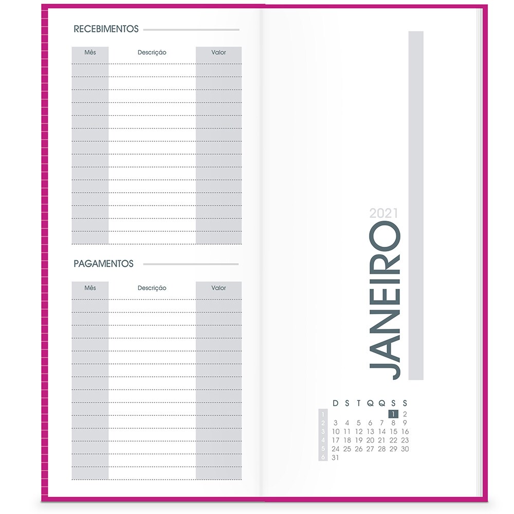 Agenda Comercial 2021 Brief Case 110x250mm Rosa Spiral Pt 1 Un Suprimentos Para Escritorio Kalunga