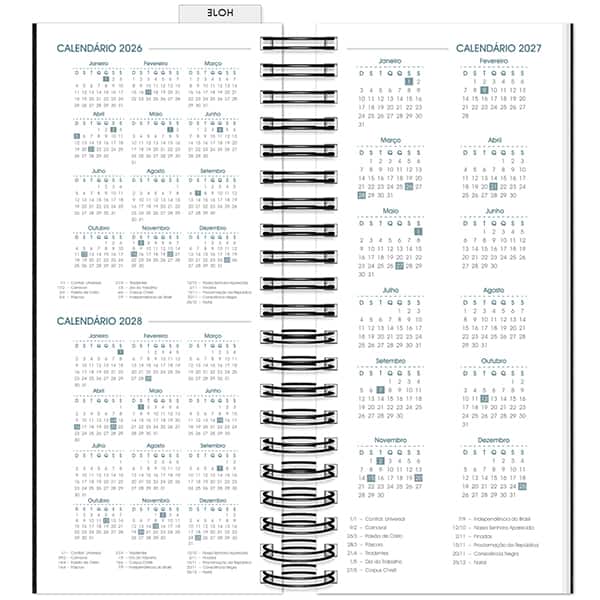 Agenda Comercial 2027, Brief Executive, Preto, 119mm x 275mm, 194 folhas, 2748938, Spiral Brf Ex - PT 1 UN