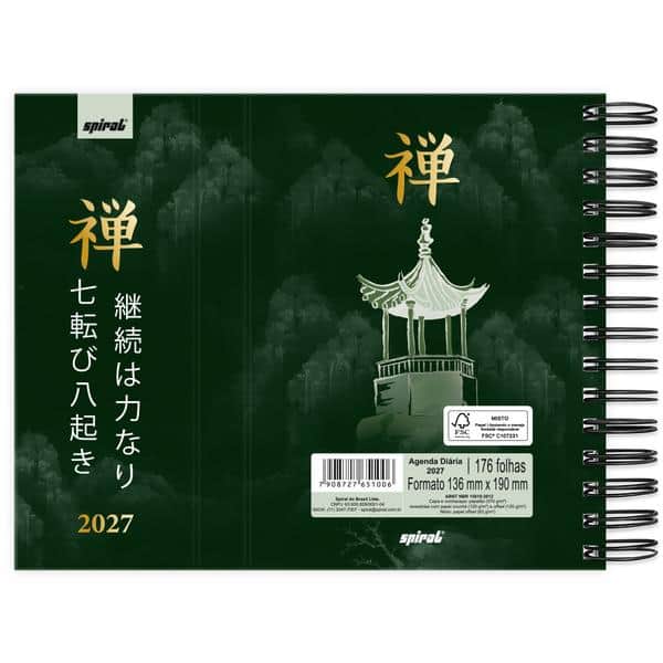 Agenda diária 2027 com aba imantada, Zen, 176 folhas, 2751006, Spiral Zen - PT 1 UN