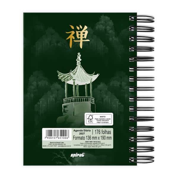 Agenda diária 2027 com aba imantada, Zen, 176 folhas, 2751006, Spiral Zen - PT 1 UN