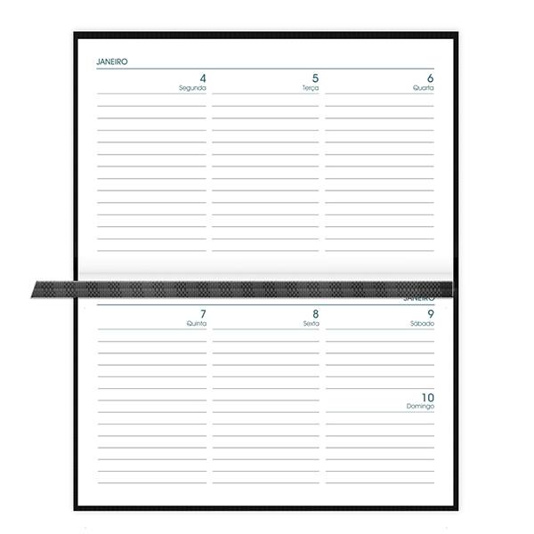 Agenda de bolso semanal costurada, 64 folhas, 2027, Preta, 2748976, Brief Executive - PT 1 UN