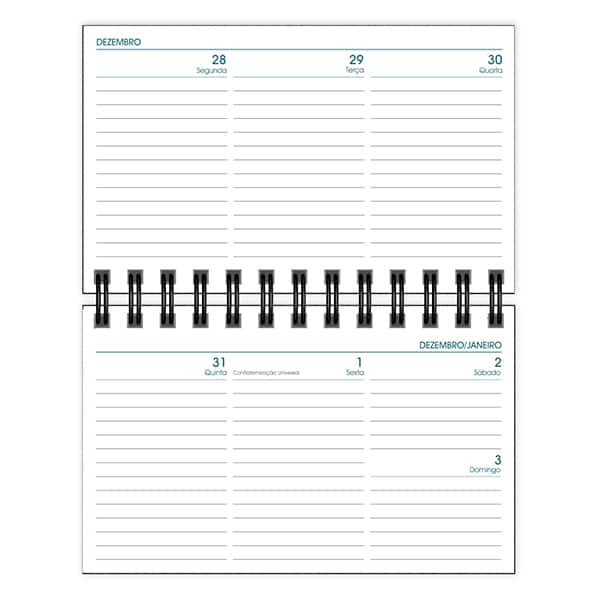 Agenda de bolso semanal espiral, 64 folhas, 2027, Preta, 2748990, Brief Executive - PT 1 UN