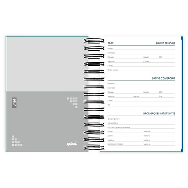 Agenda diária 2027 Brief, 176 folhas, Azul, 2749027, Spiral Brf - PT 1 UN