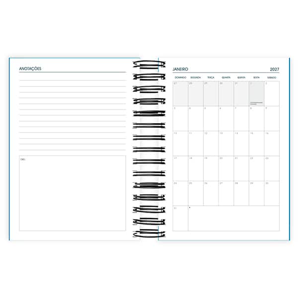 Agenda diária 2027 Brief, 176 folhas, Azul, 2749027, Spiral Brf - PT 1 UN