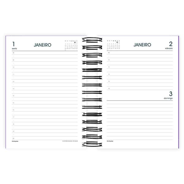 Agenda diária 2027 Brief, 176 folhas, Lilás, 2749034, Spiral Brf - PT 1 UN