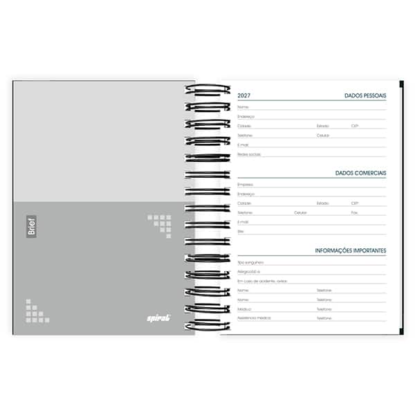 Agenda diária Brief preto 2027 2749041 Spiral Brf PT 1 UN